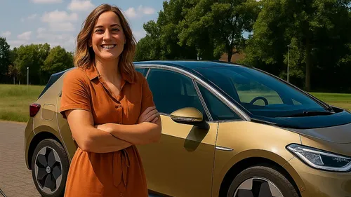Vrouw naast Volkswagen ID.3
