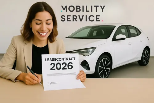 Vrouw tekent leasecontract bij Mobility Service