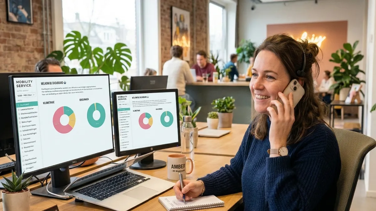 Vrouw aan de telefoon op kantoor
